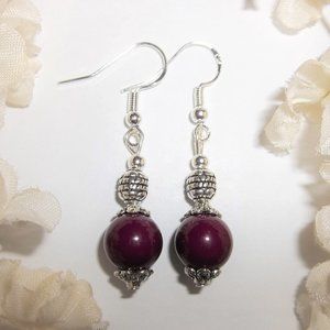Wine Purple Beaded Dangle Earrings Set Fashion Jewelry Gift Idea Woman Girl 5680